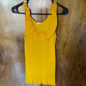 J. Crew Yellow Ruffle Detail Tank Top